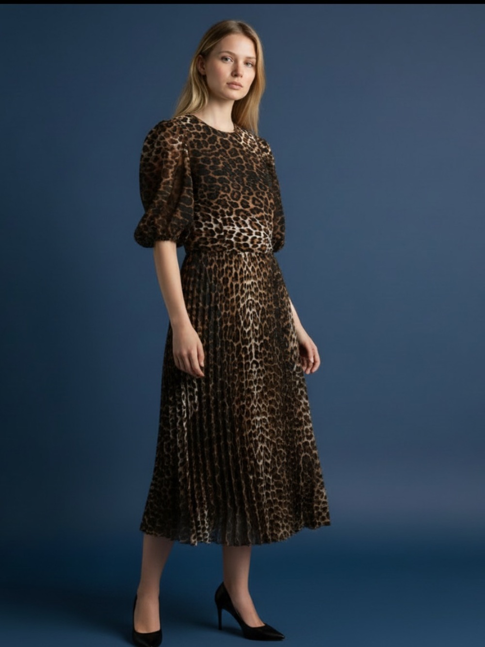 ASOS Leopard Print Puff-Sleeve Maxi Dress - Brown/Black